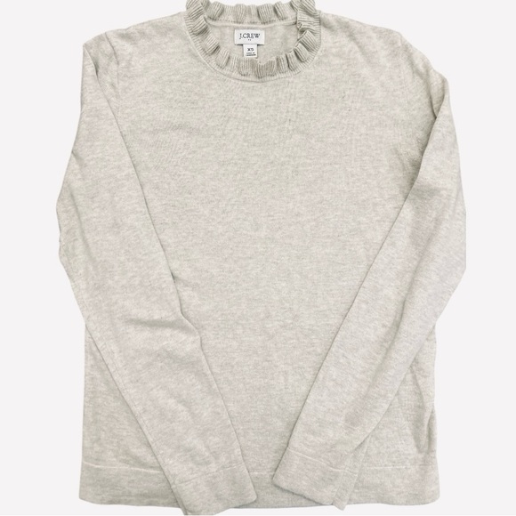 J. Crew Sweaters - J. Crew Light Gray Ruffled Neck Sweater